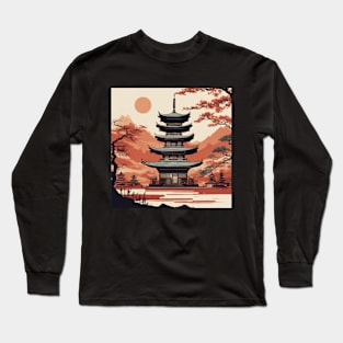 beautiful japanese pagoda art Long Sleeve T-Shirt